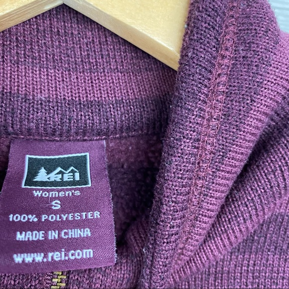 Rei Burgundy Purple Strip Zip Up Sweater Jacket - Picture 4 of 5
